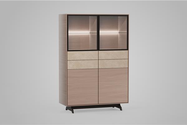 Vitrine-kast 2-deurs - Eiken meubels